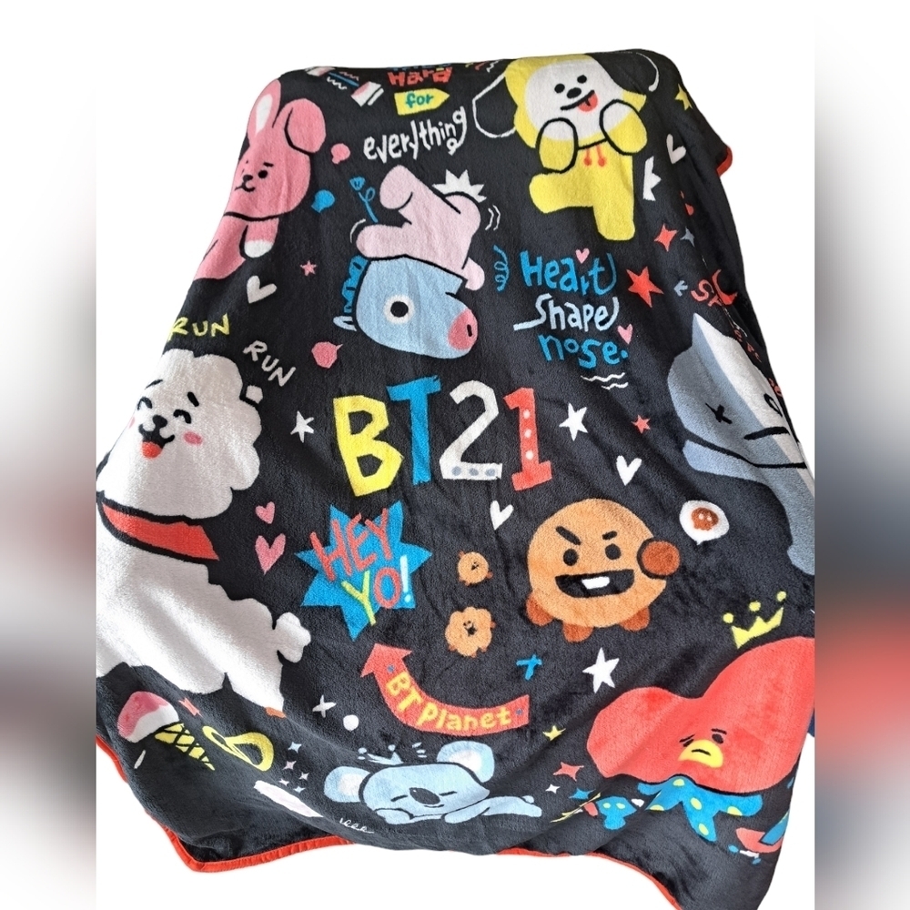 BT21 K pop band Anime characters soft fleece throw blanket JAY FRANCO oeko tex
